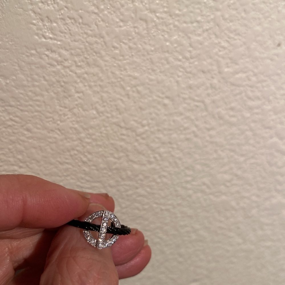 ALOR Black Cable Ring with Diamonds - Picture 4 of 7